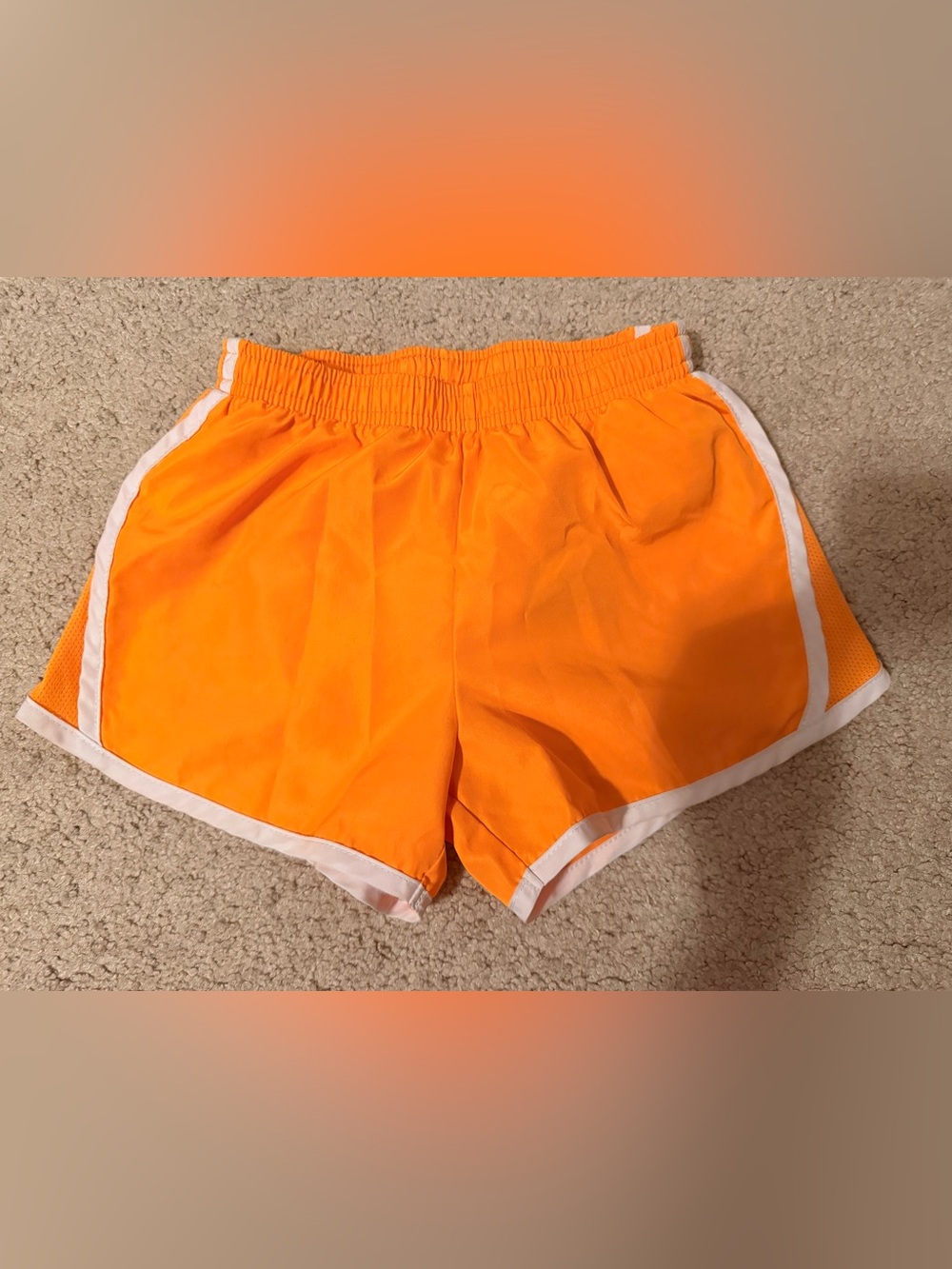 Girls Nike Athletic Orange Shorts with White Trim